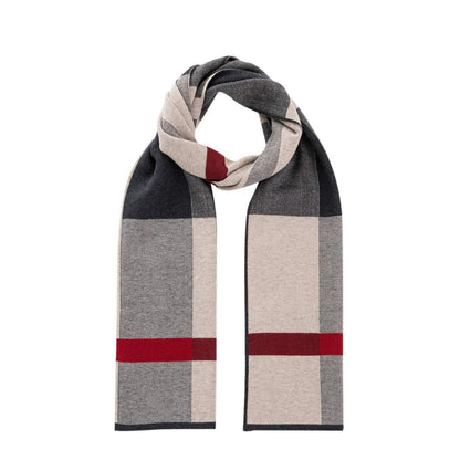 Herren Schal Merinowolle Tartan Karo, langer Winter Schal mit Geschenkbox