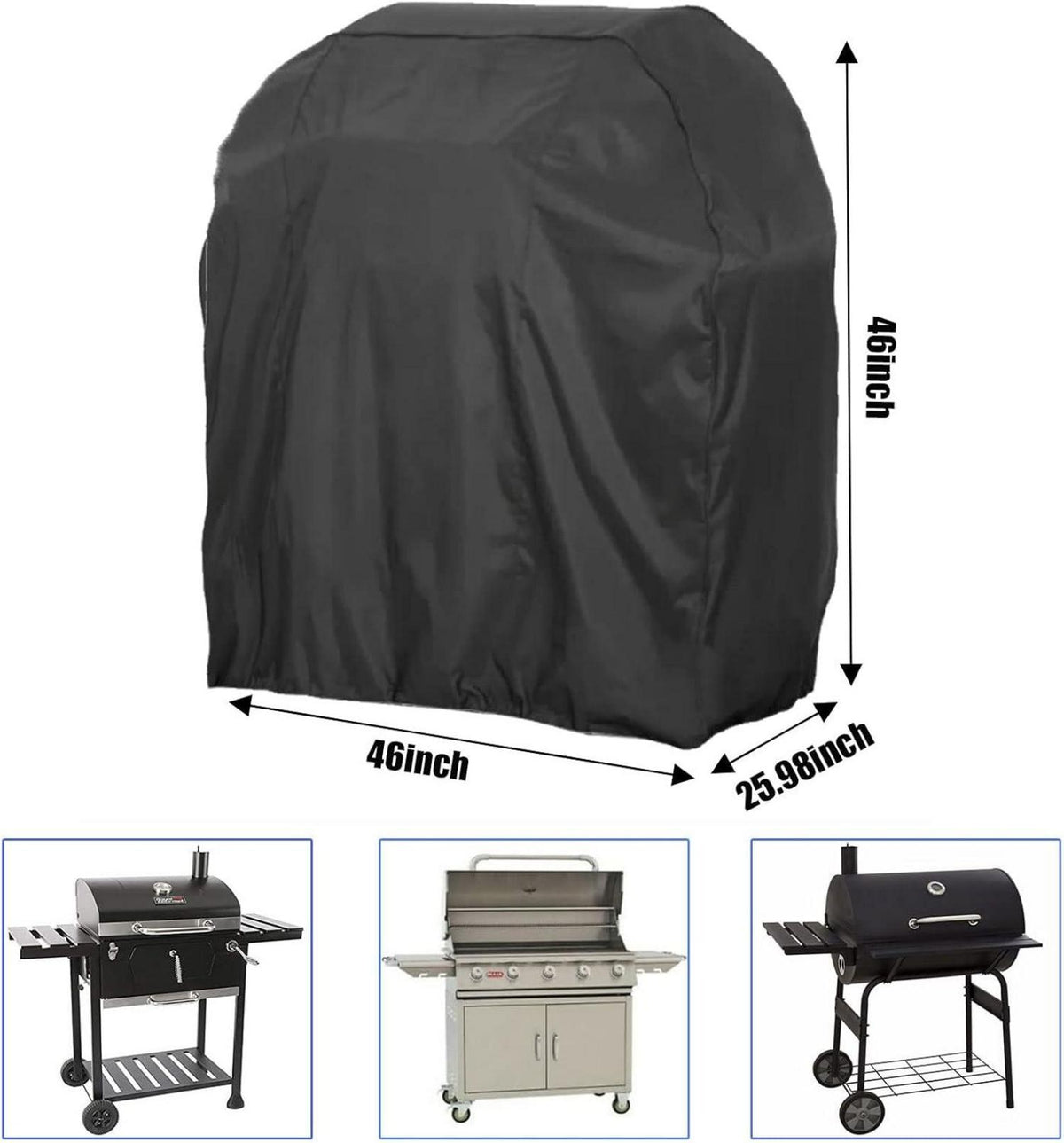 Grillabdeckung 420D Gasgrill Abdeckung Winterfest 117x66x117cm Wasserdicht