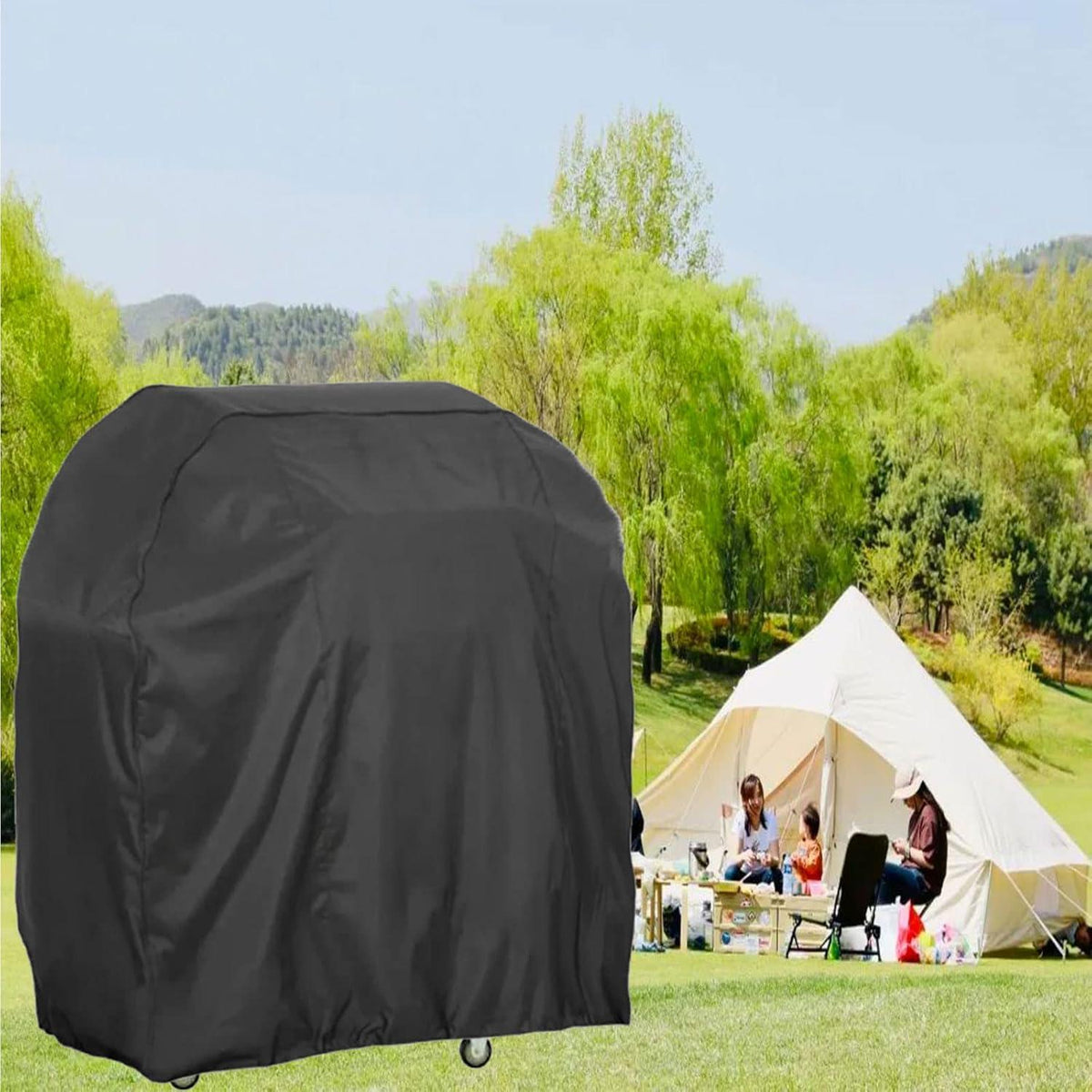Grillabdeckung 420D Gasgrill Abdeckhaube Winterfest 117x66x117cm