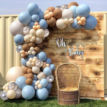 Babyparty Deko Luftballons Girlande Blau Beige Silber Braun