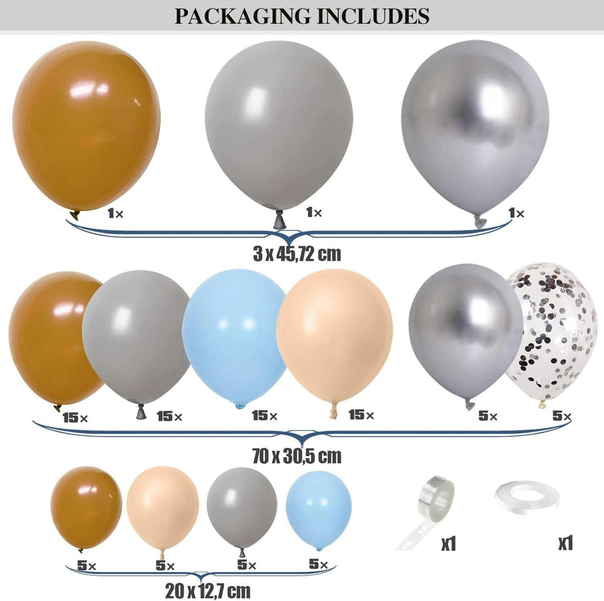 Babyparty Deko Luftballons Girlande Blau Beige Silber Braun Teddybär Mottoparty