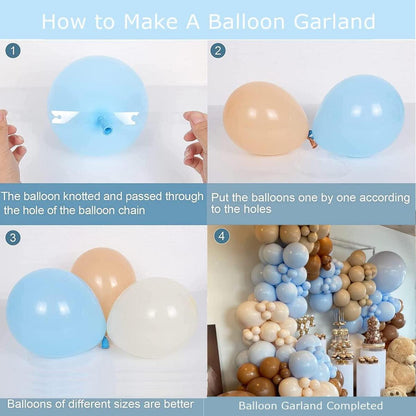 Blaue Beige Teddybär Babyparty Deko Luftballons Girlande