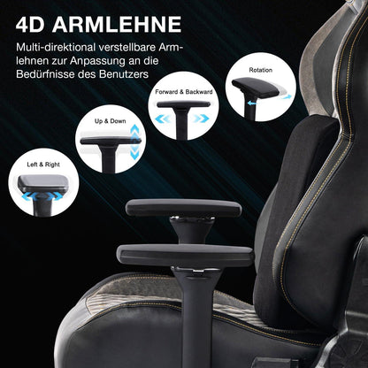 Fantasylab Gaming Stuhl 200kg Belastbarkeit Bürostuhl Schwarz/Grau