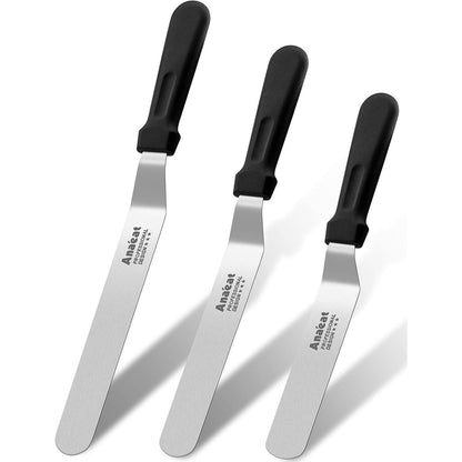 Kuchenspatel Set | 3 Profi Glasurspatel Edelstahl 15/20/25cm