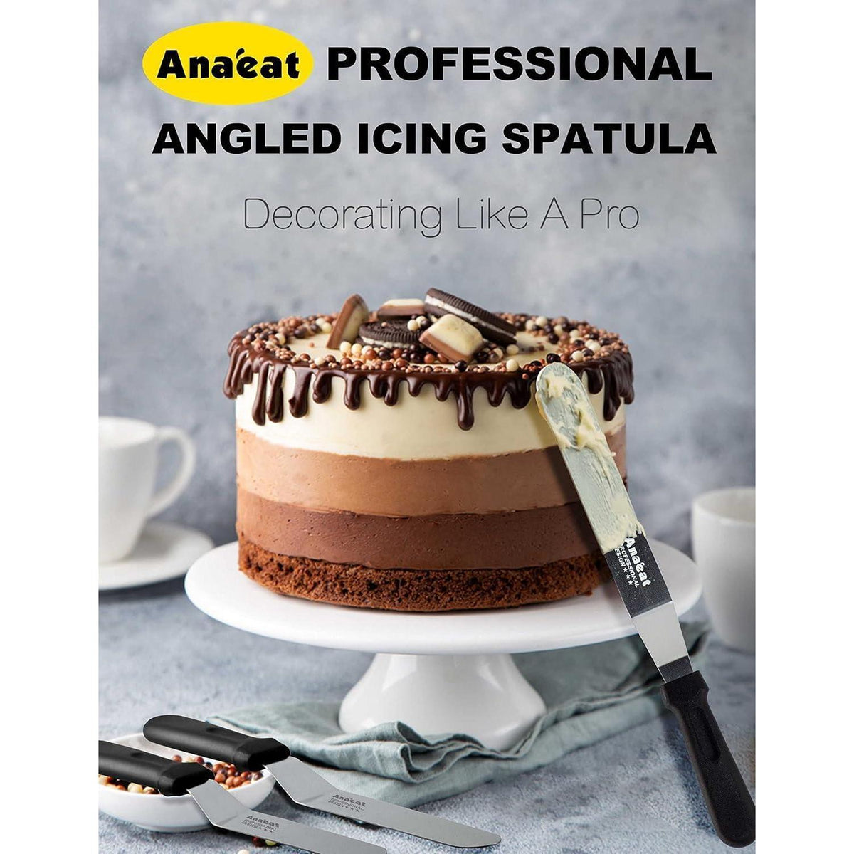 Kuchenspatel Set | 3 Profi Glasurspatel Edelstahl 15/20/25cm