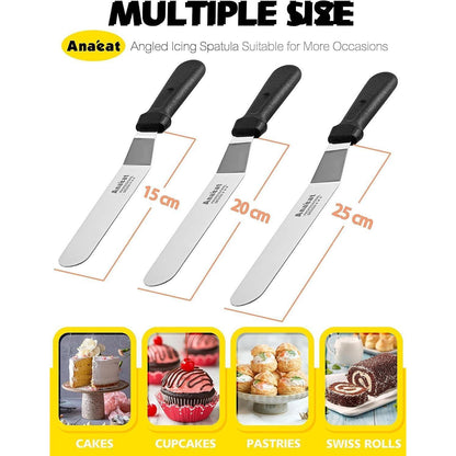 Kuchenspatel Set | 3 Profi Glasurspatel Edelstahl 15/20/25cm