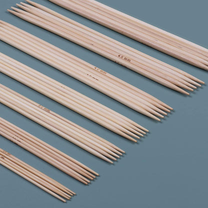 Bambus Stricknadeln Set 20cm Doppelspitzen 35 Stück Nadelspiel 2,0-5,0 mm
