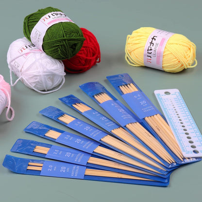 Bambus Stricknadeln Set 20 cm 35 Stück Nadelspiel Strickzubehör