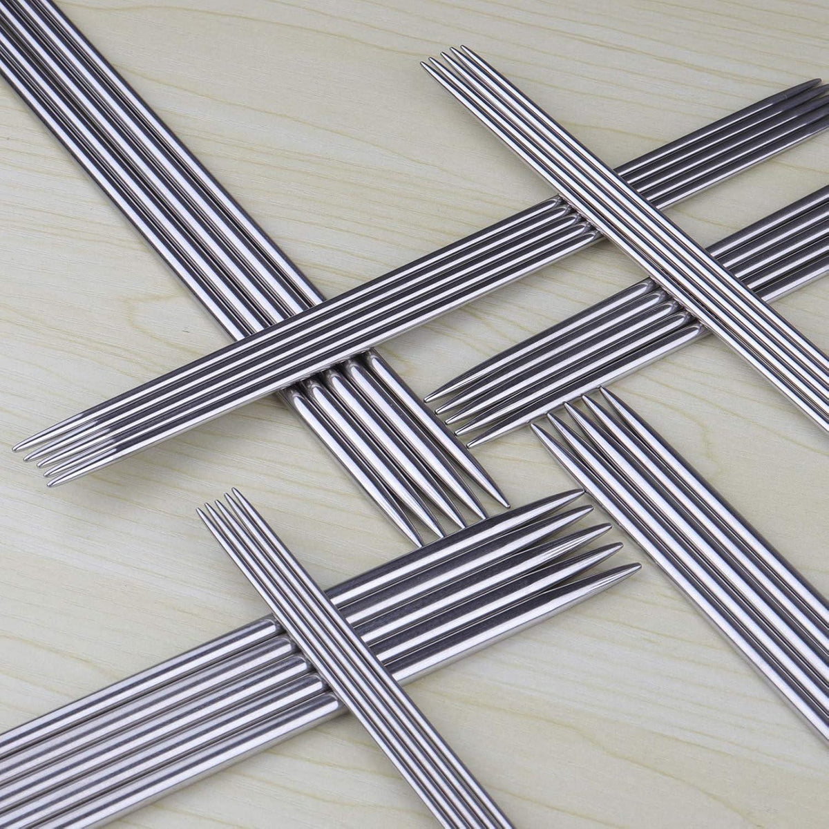 Metall Stricknadeln Set Edelstahl Doppelspitzig Strickzubehör 55 Stück