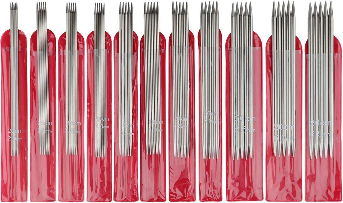 Metall Stricknadel Set 2,0-6,5 mm Edelstahl Doppelspitzig Nadelspiel