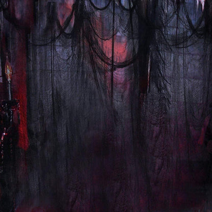 UDIKEFO Halloween Gruseliges Käsetuch 200x500cm Schwarzer Stoff
