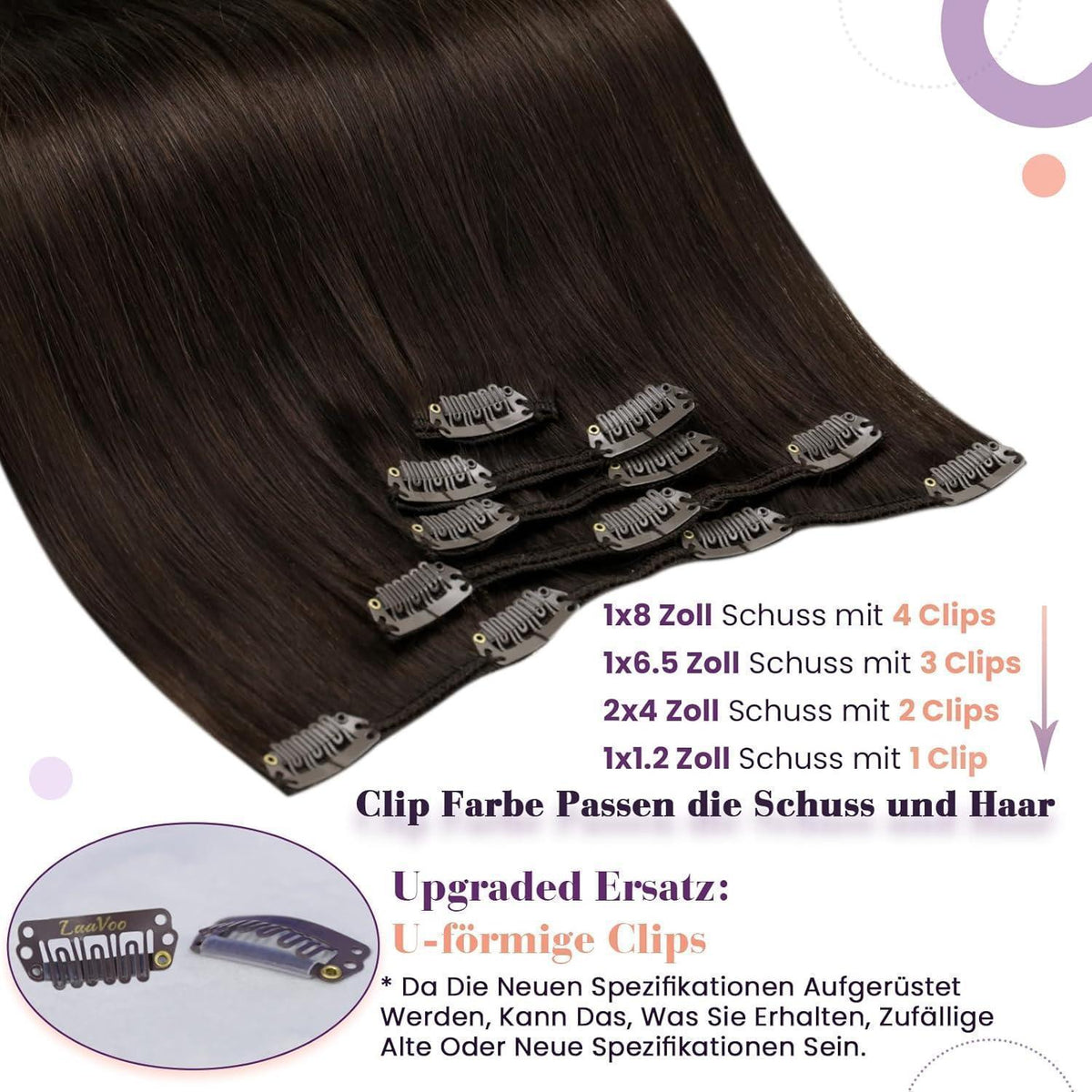 Echthaar Clip-in Braun – Haarverlängerung 30cm