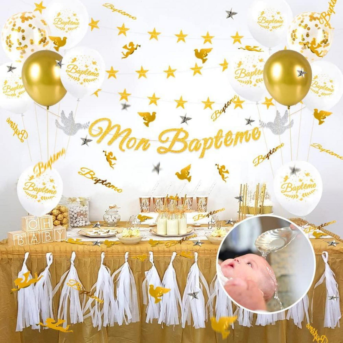 iZoeL Baptême Bannière Babyparty-Dekoration Star Guirlande