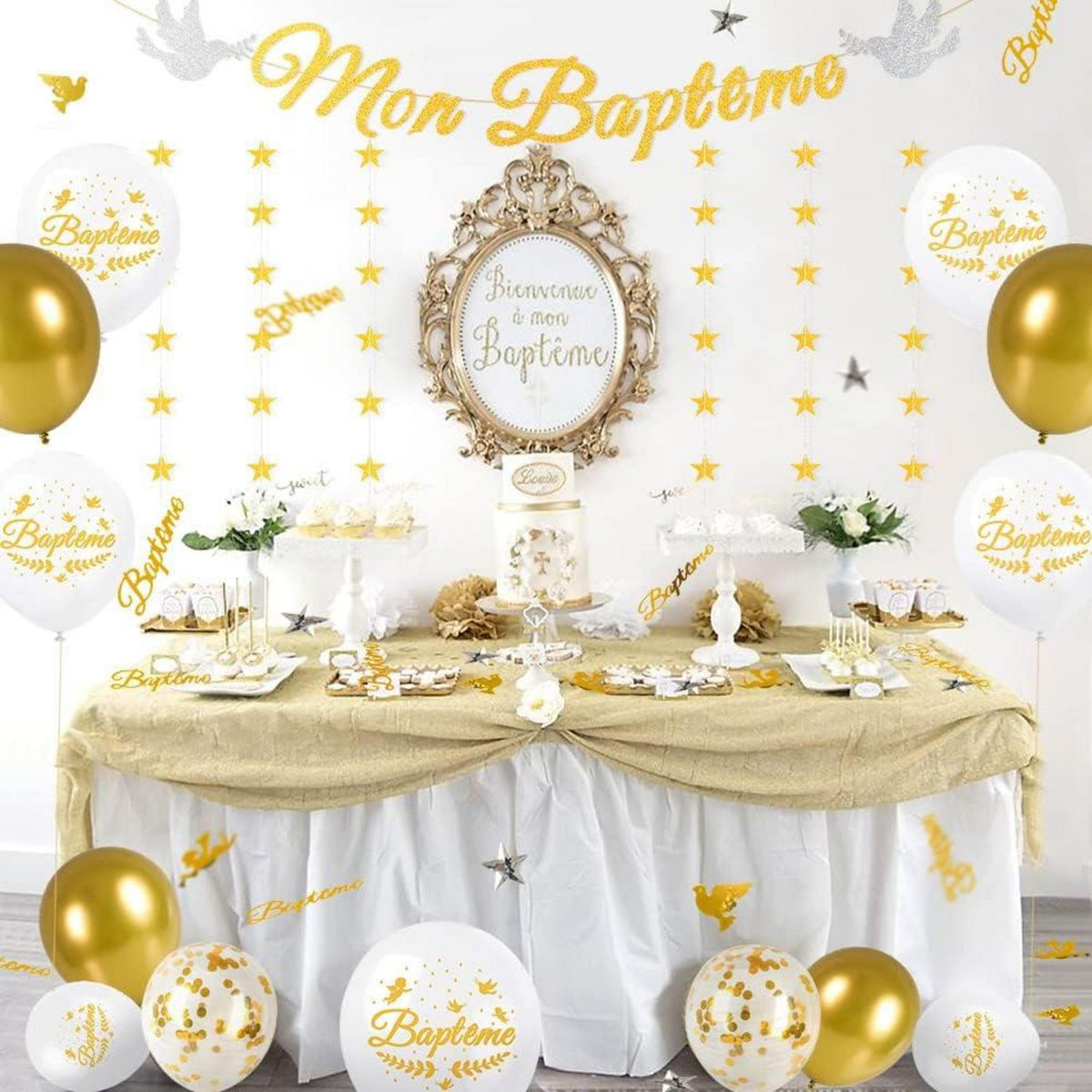 iZoeL Baptême Bannière Babyparty-Dekoration Star Guirlande