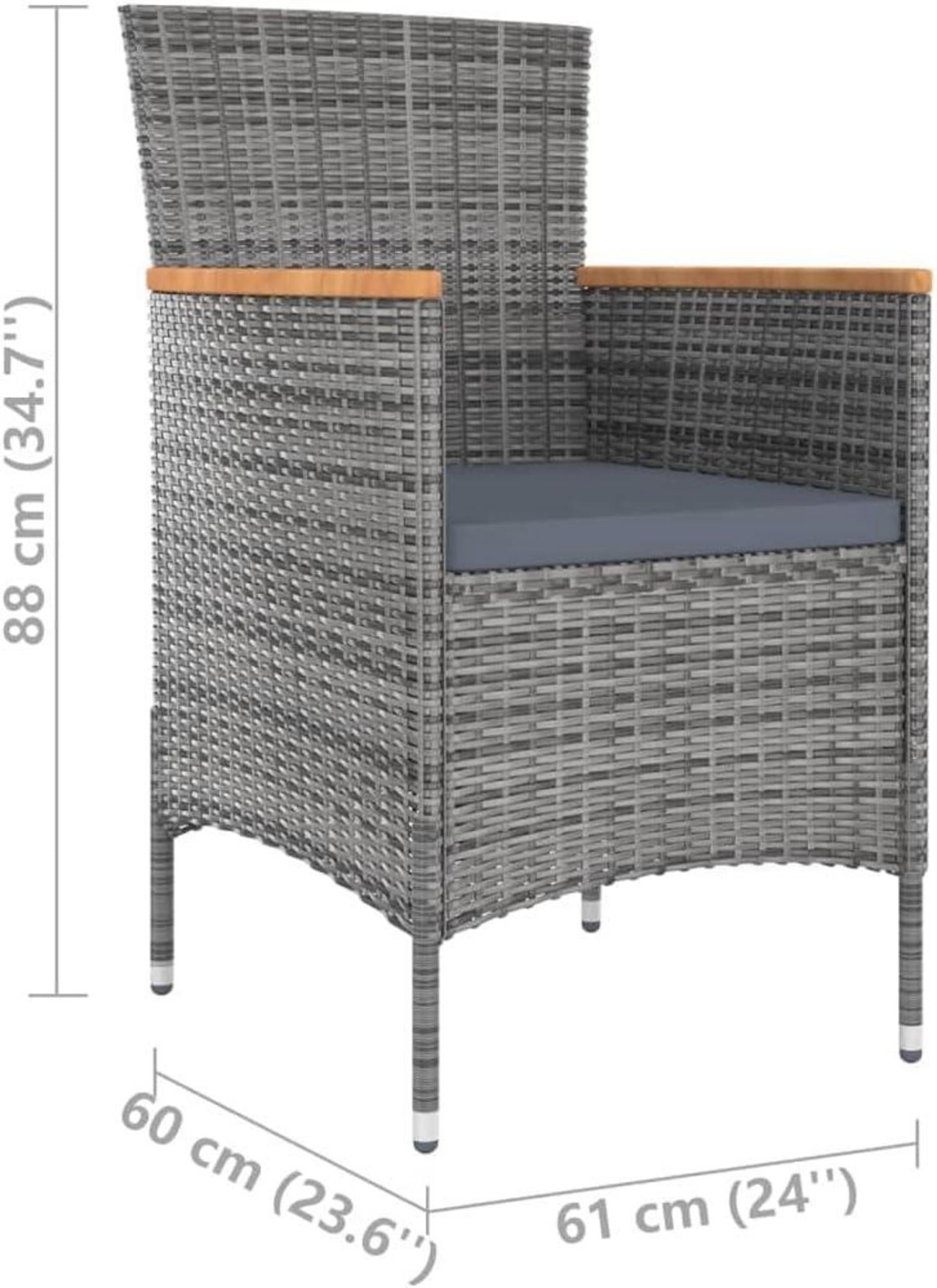 vidaXL Gartenmöbel Set 7-TLG. Poly Rattan Schwarz Grau mit Auflagen