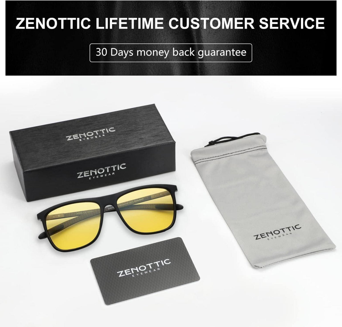 ZENOTTIC Herren Polarisierte Sonnenbrille Kohlefaser Quadratisch UV400 Angeln