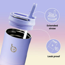 Isolierte Trinkflasche 680 ml mit Strohhalm, Griff und