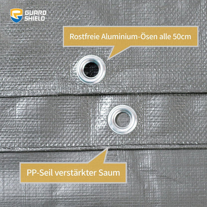 Abdeckplane Wasserdicht 3m x 3m Grau/Schwarz 160g/m² UV-stabilisiert
