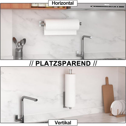 Küchenrollenhalter Edelstahl Wandmontage Silber selbstklebend bohrbar