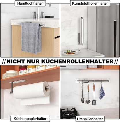 Küchenrollenhalter Edelstahl Selbstklebend Silber Wandmontage