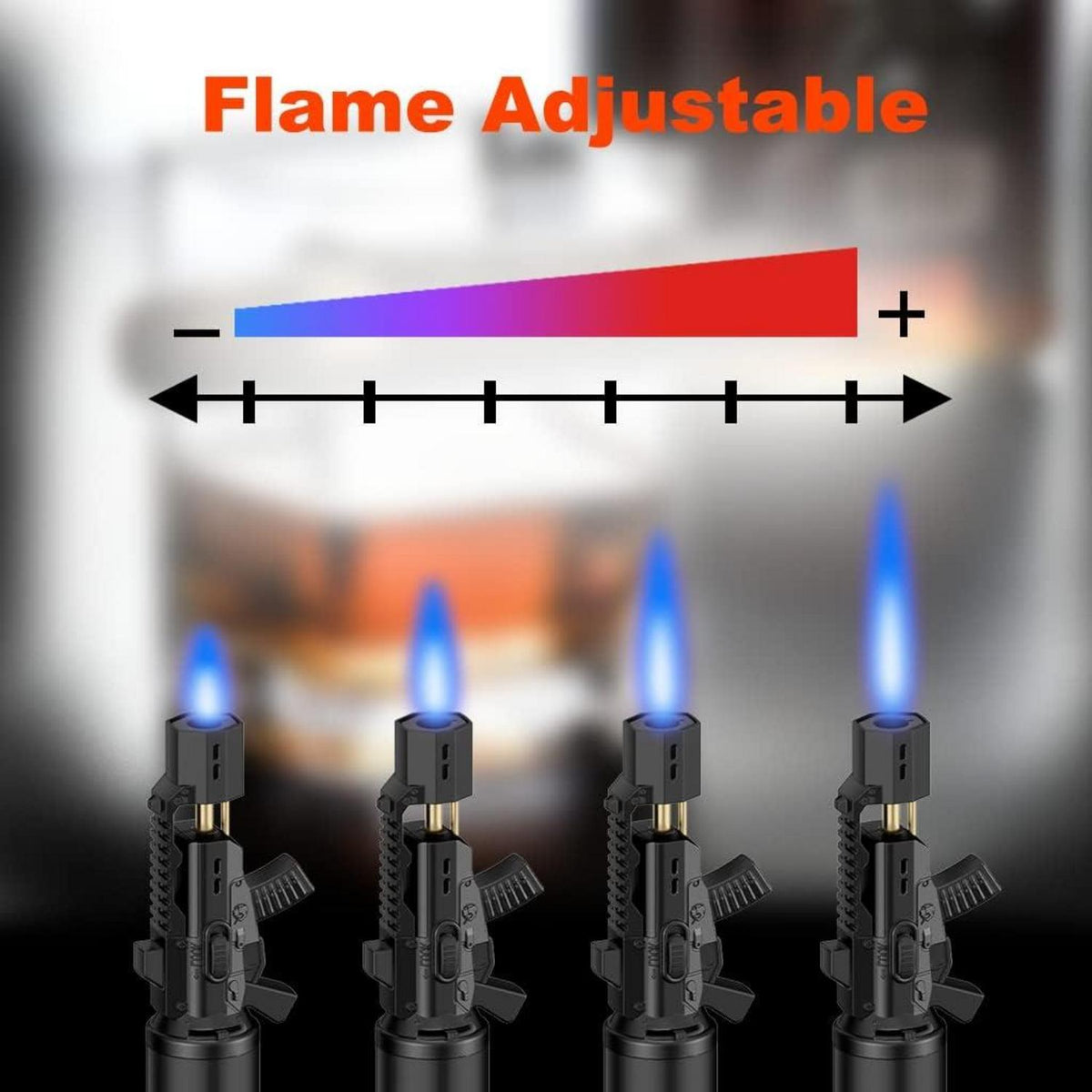 Taschenfeuerzeug Kochbrenner mit einstellbarer Flamme Schwarz
