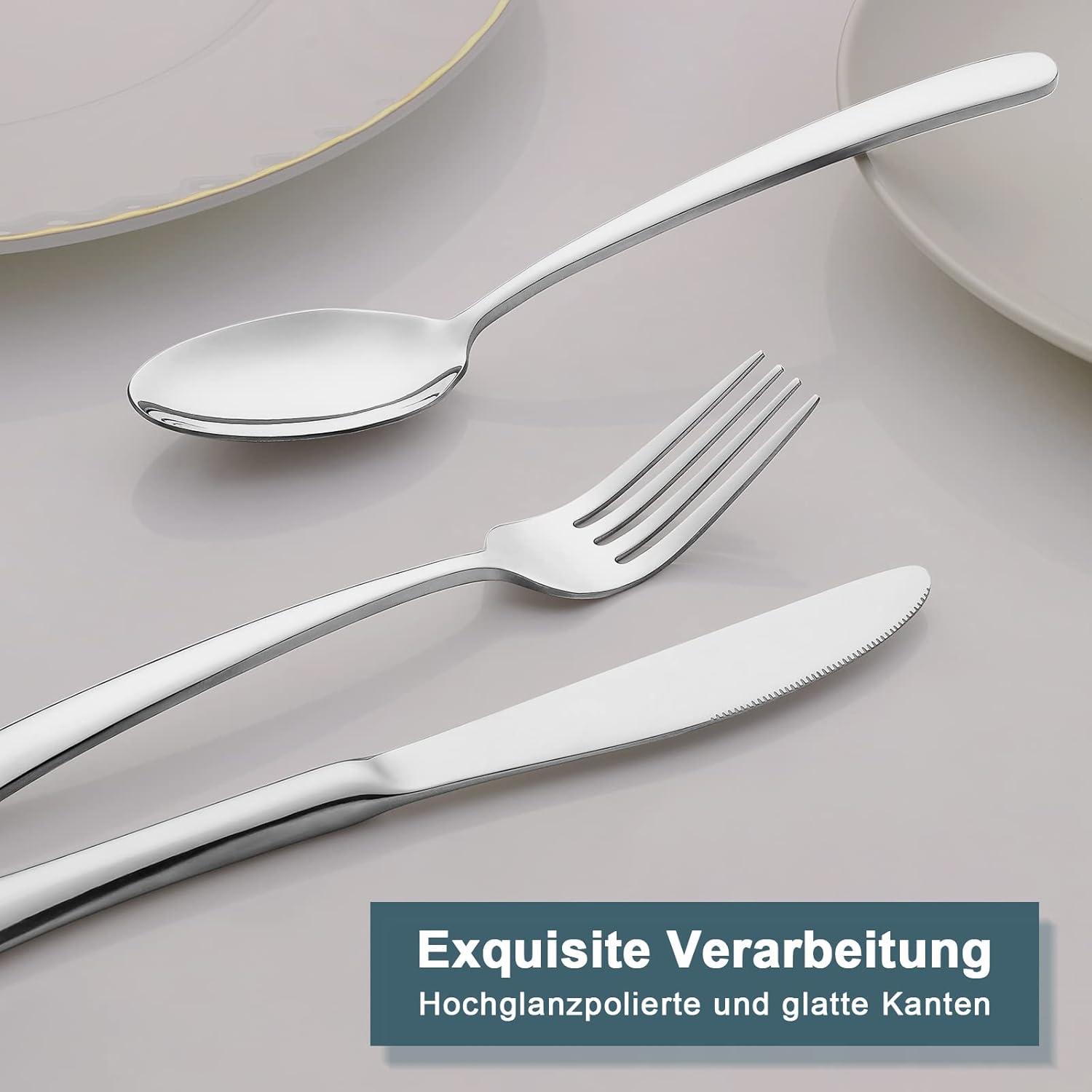 Wildone Besteck Set 40-teilig Edelstahl für 8 Personen hochglanzpoliert