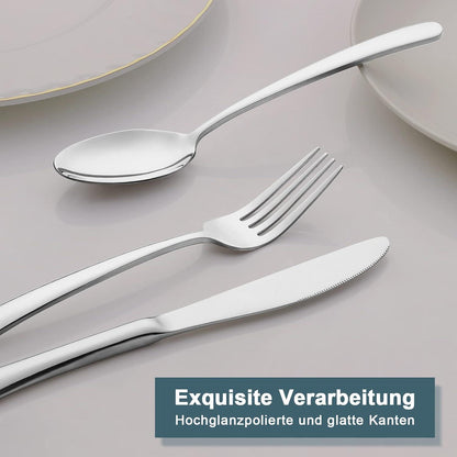 Wildone Besteck Set 40-teilig Edelstahl für 8 Personen hochglanzpoliert