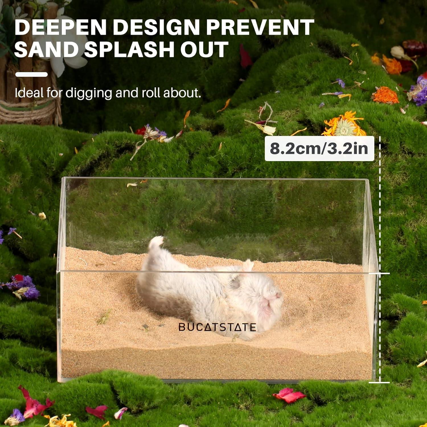 Acryl Sandbad-Container mit Leiter für Hamster und Kleintiere 3,2 Zoll - Transparentes Design