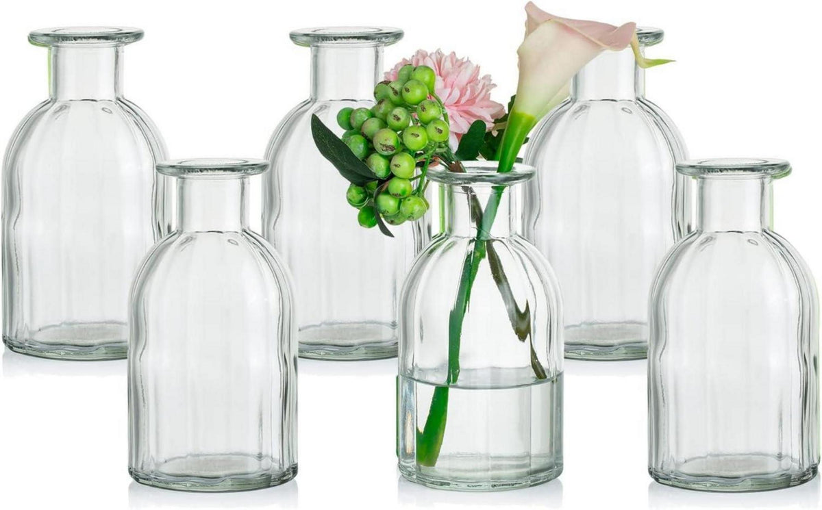 Kleine Glasvasen Set Vintage Blumenvase 6 Stück Tischdeko