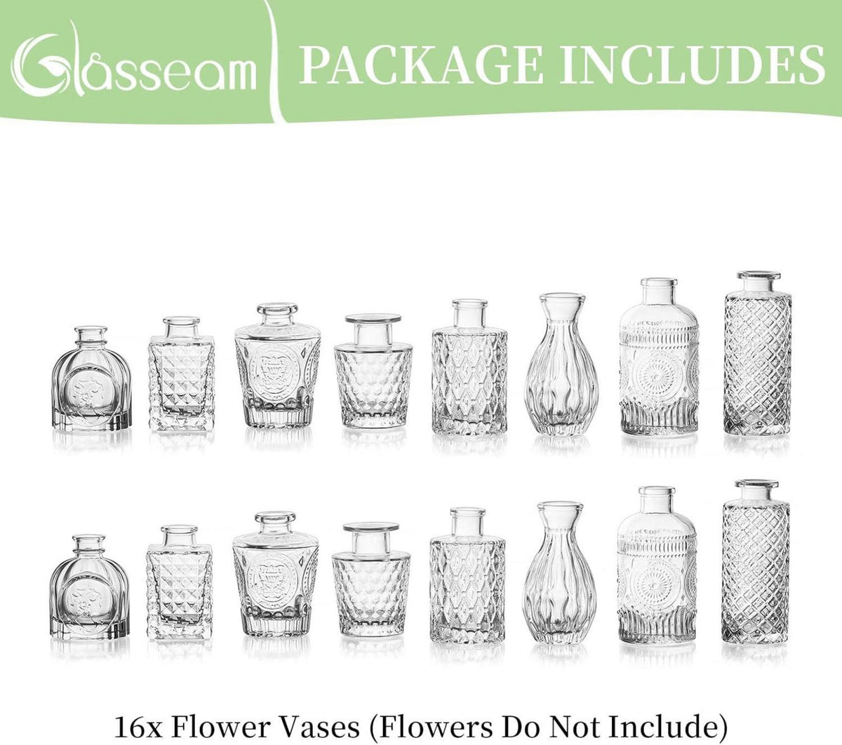 Kleine Kristallvase Set 8 Mini Glas Vasen Blumen Tischdekoration