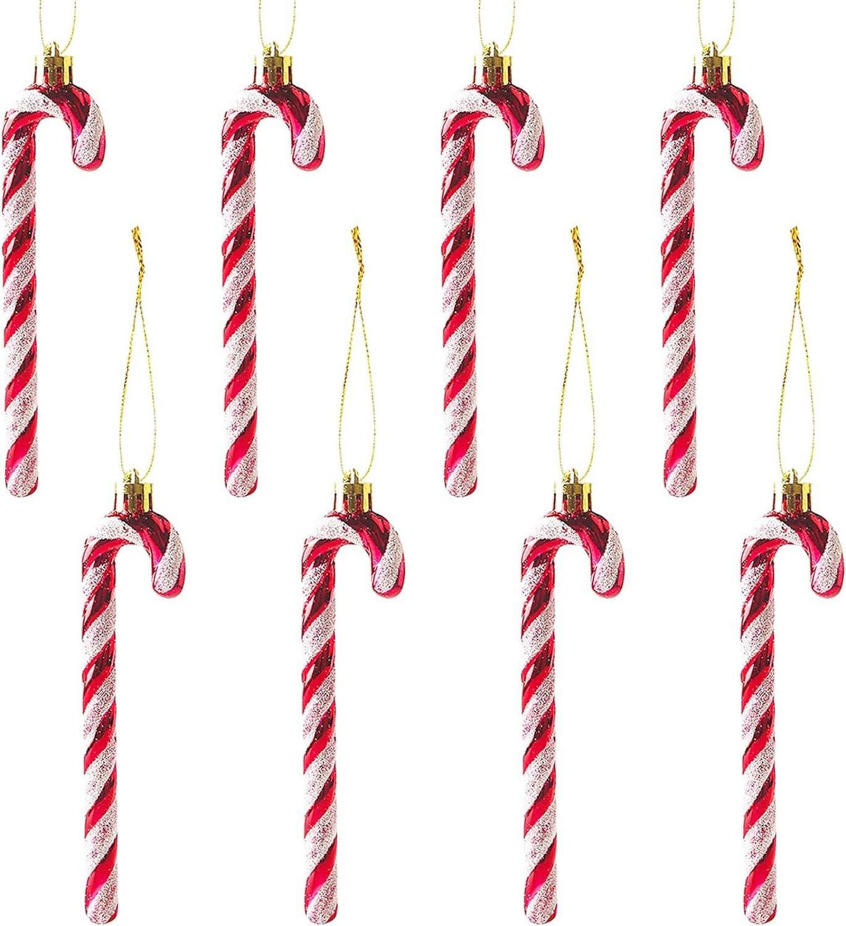 Glitzer Zuckerstangen Weihnachtsbaumschmuck 8 Stück Rot