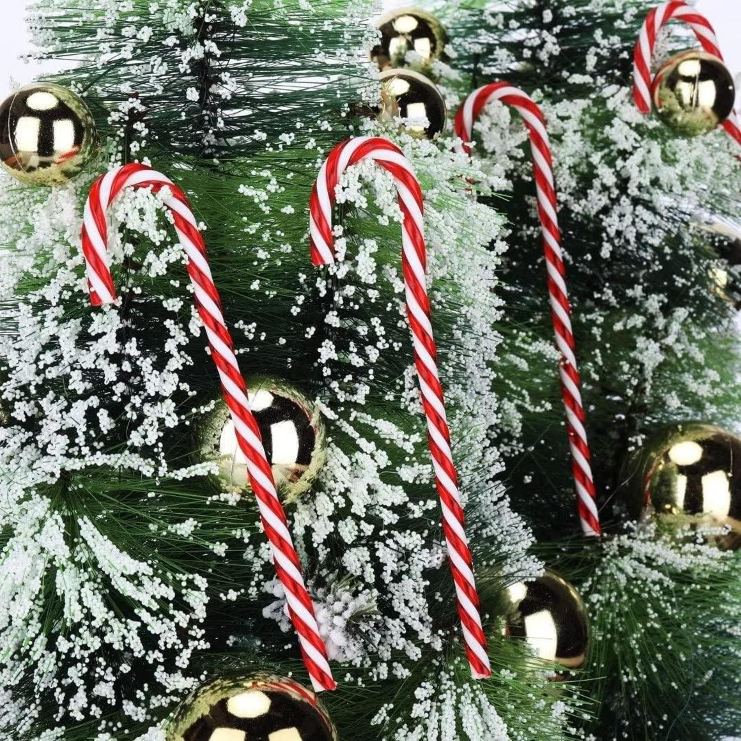 18 Stück Weihnachtsbaum Zuckerstangen Anhänger 15CM Rot Weiß Christbaumschmuck