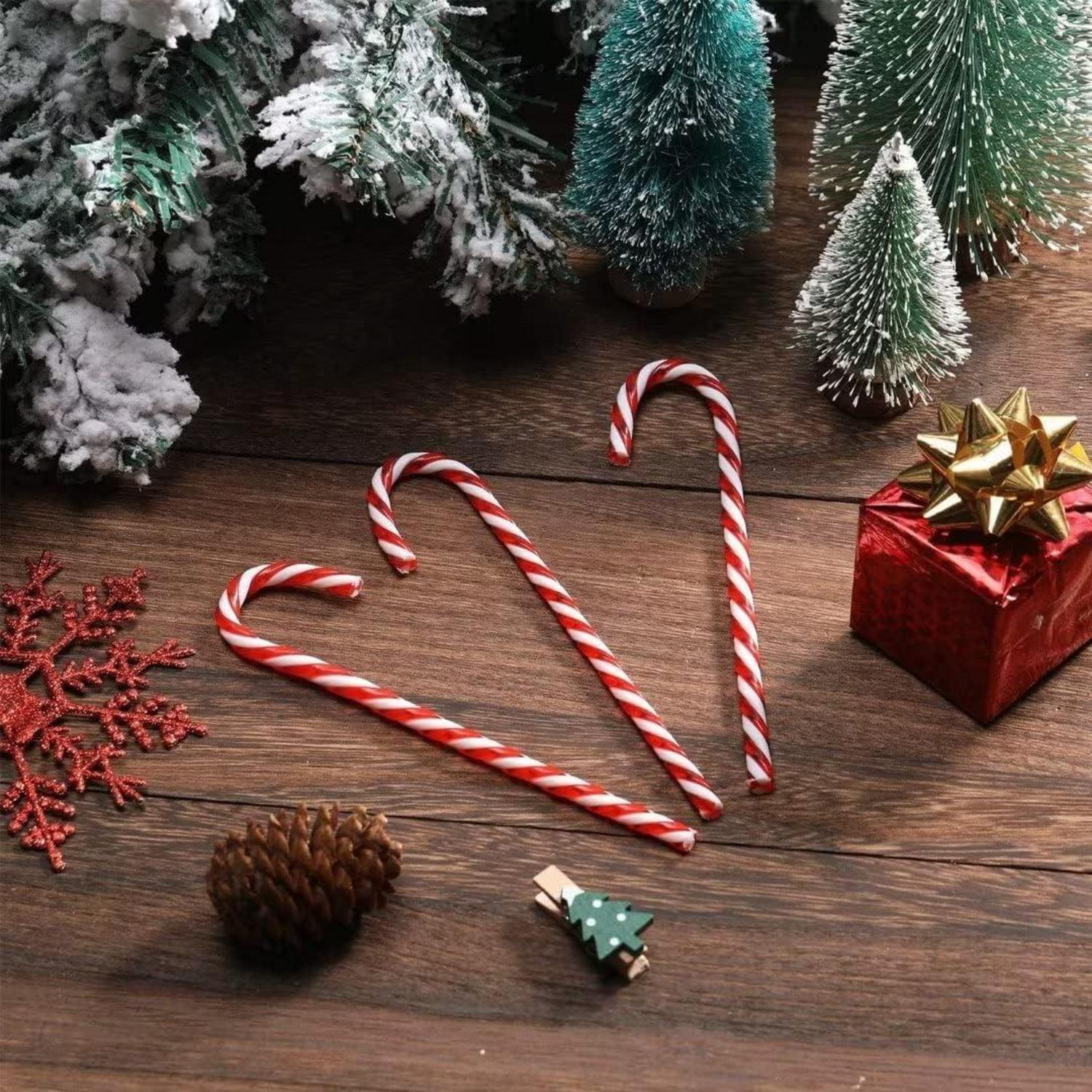 18er Set Weihnachtsbaum Zuckerstangen Anhänger Christbaumschmuck Rot