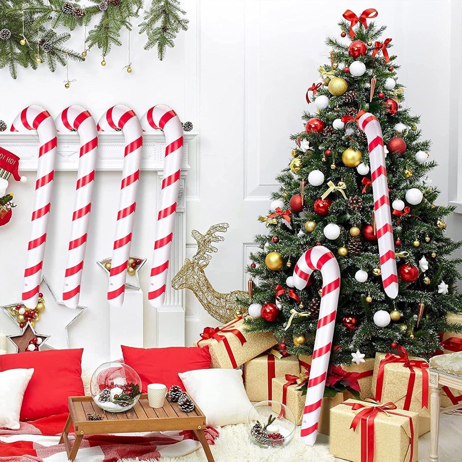 Weihnachtsdeko Aufblasbare Zuckerstangen 87 cm Rot Weiß 3er Set