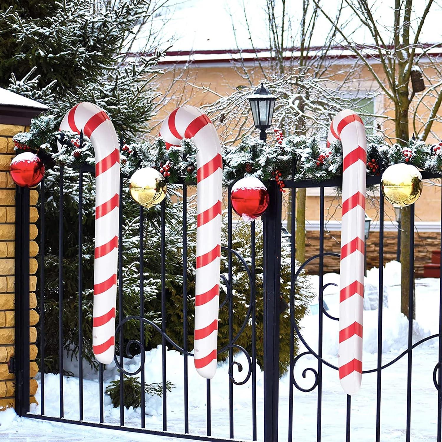 3 Stück 87 cm Aufblasbare Zuckerstangen Weihnachtsdeko