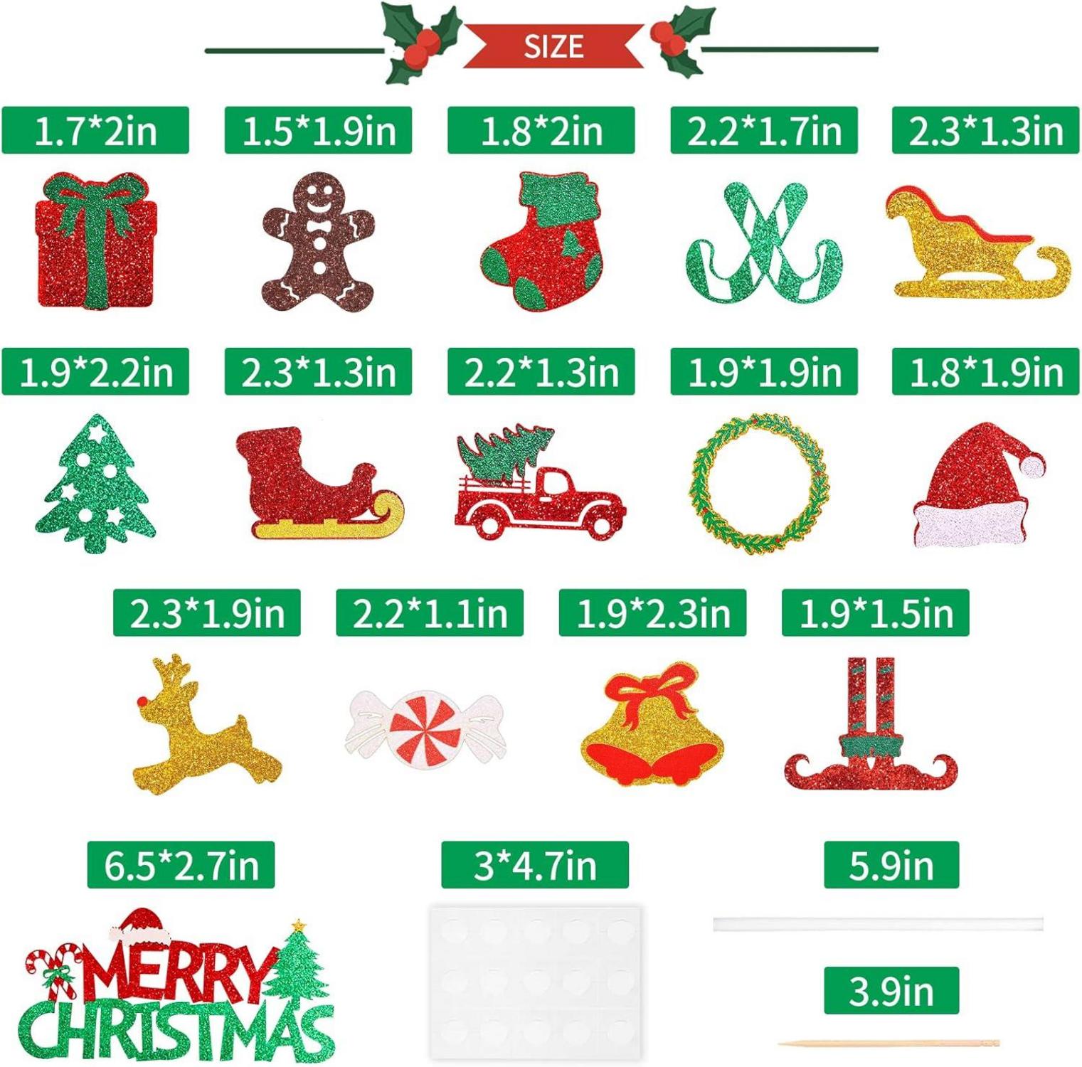 Weihnachts Cupcake Topper Set | 15-teilig Glitzernde Deko für Kuchen