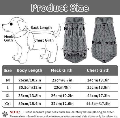 Hundepullover Winter Rollkragen Strickpullover Weich