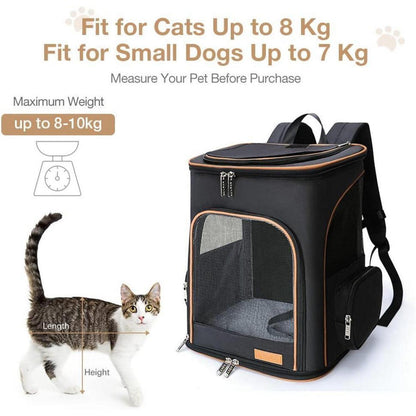 Erweiterbarer Katzen- und Hunderucksack, faltbar, L, Schwarz