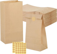 50er Set Braune Papiertüten 9x18x5,5 cm mit Aufkleber