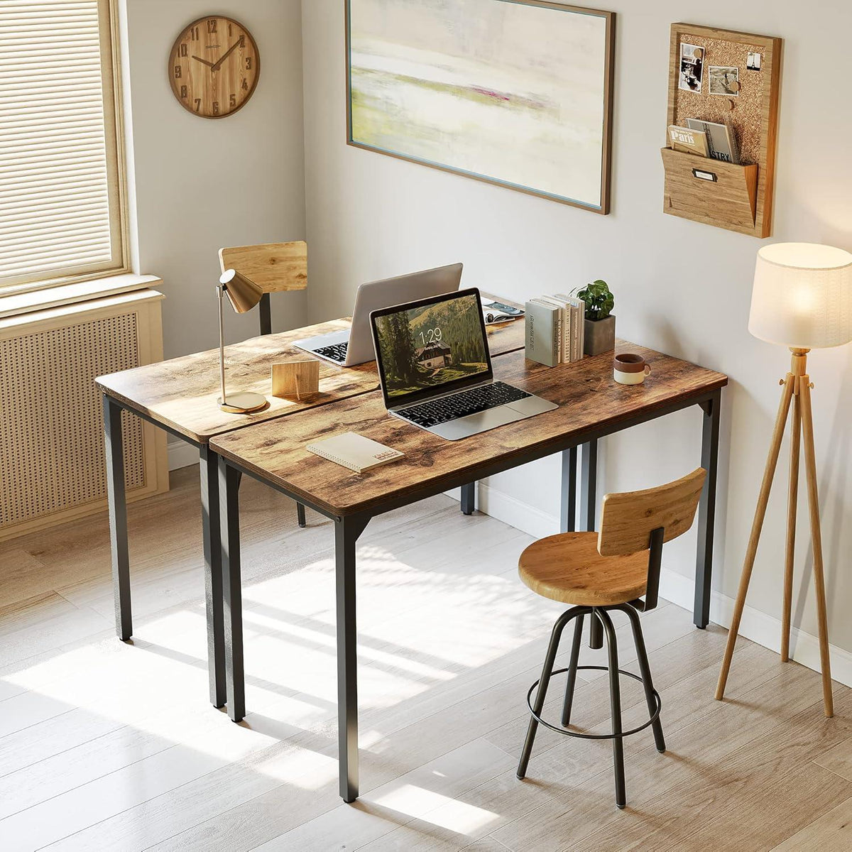 Schreibtisch 120x60x75 cm Braun Stahl Industrie-Design
