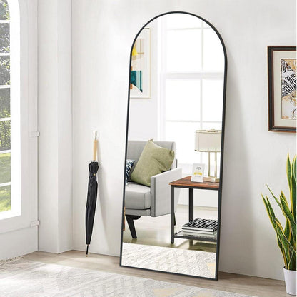 Gewölbter Standspiegel Schwarz 161cm – Vollständig & Elegant