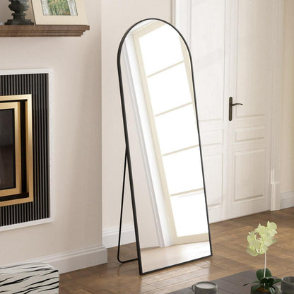Gewölbter Standspiegel Schwarz 161cm – Vollständig & Elegant