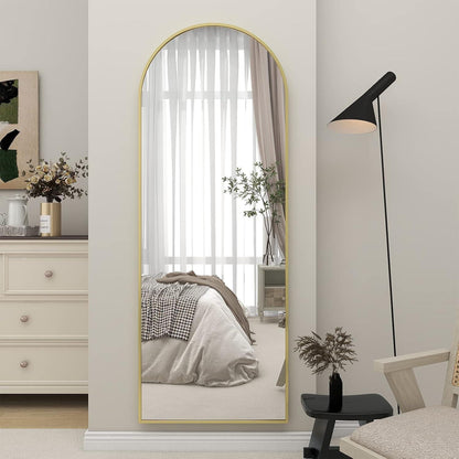 Gewölbter Standspiegel Gold 161 x 52 cm – Ganzkörper Spiegel