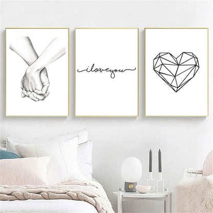 Trayosin 3-teiliges Premium Poster Set Hand in Hand Moderne