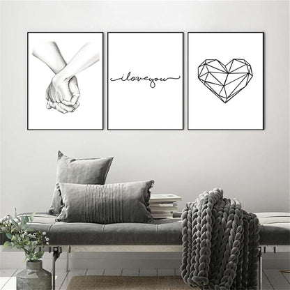Trayosin 3-teiliges Premium Poster Set Hand in Hand Moderne