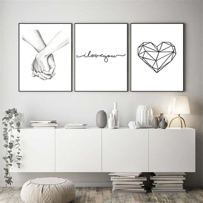 Trayosin Premium Poster Set, Schwarz Weiß Liebe Wandbilder Wohnzimmer Schlafzimmer