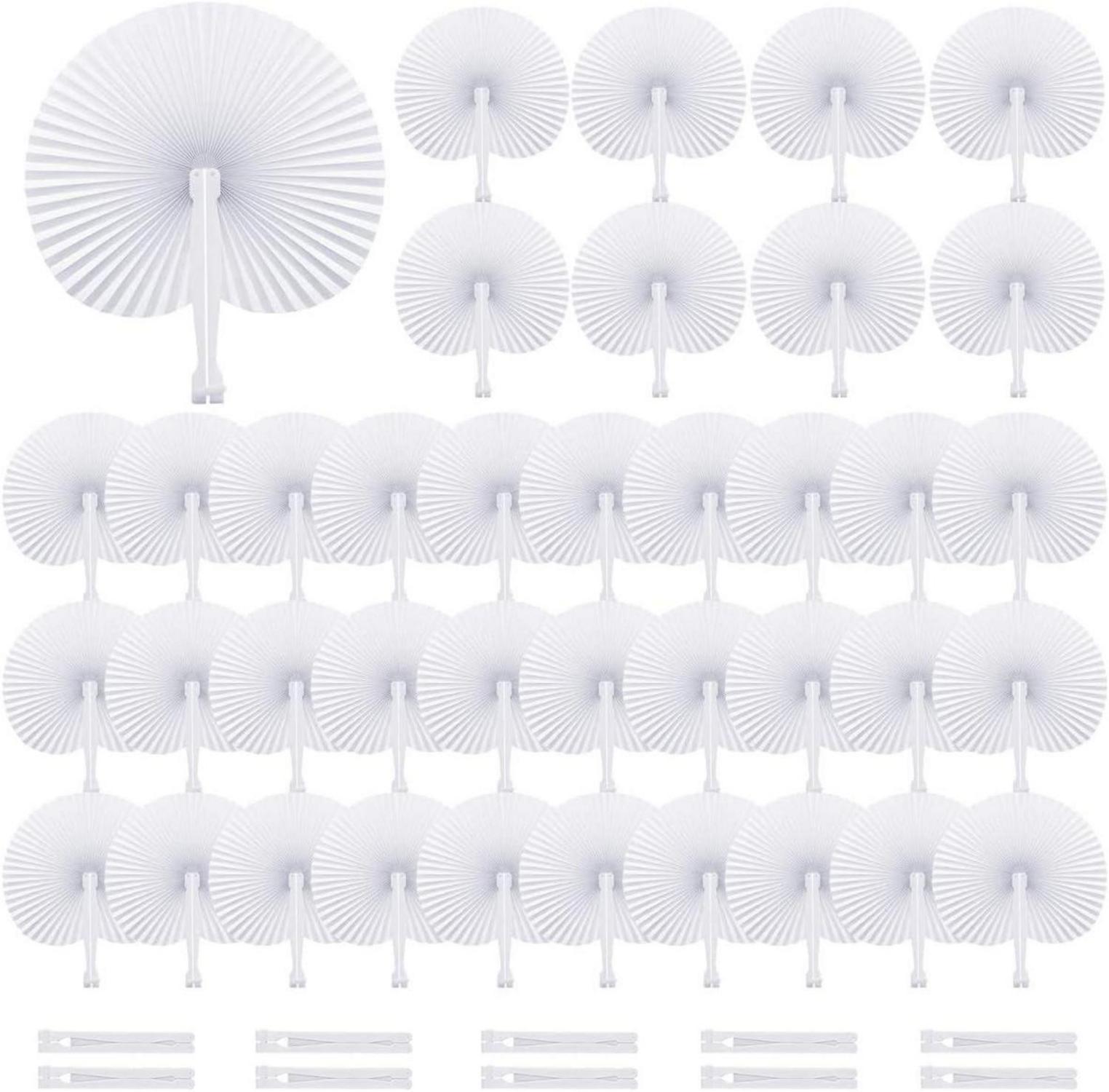 Handfächer Hochzeit 48 Stück Weiß Papier Vintage Hochzeitsdeko