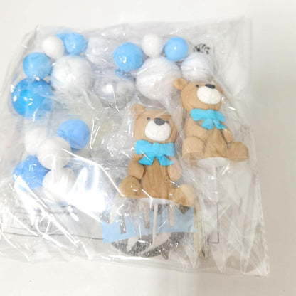Teddybär Babyparty Kuchen Dekoration Blau Junge Waldtiere Teddy Boy
