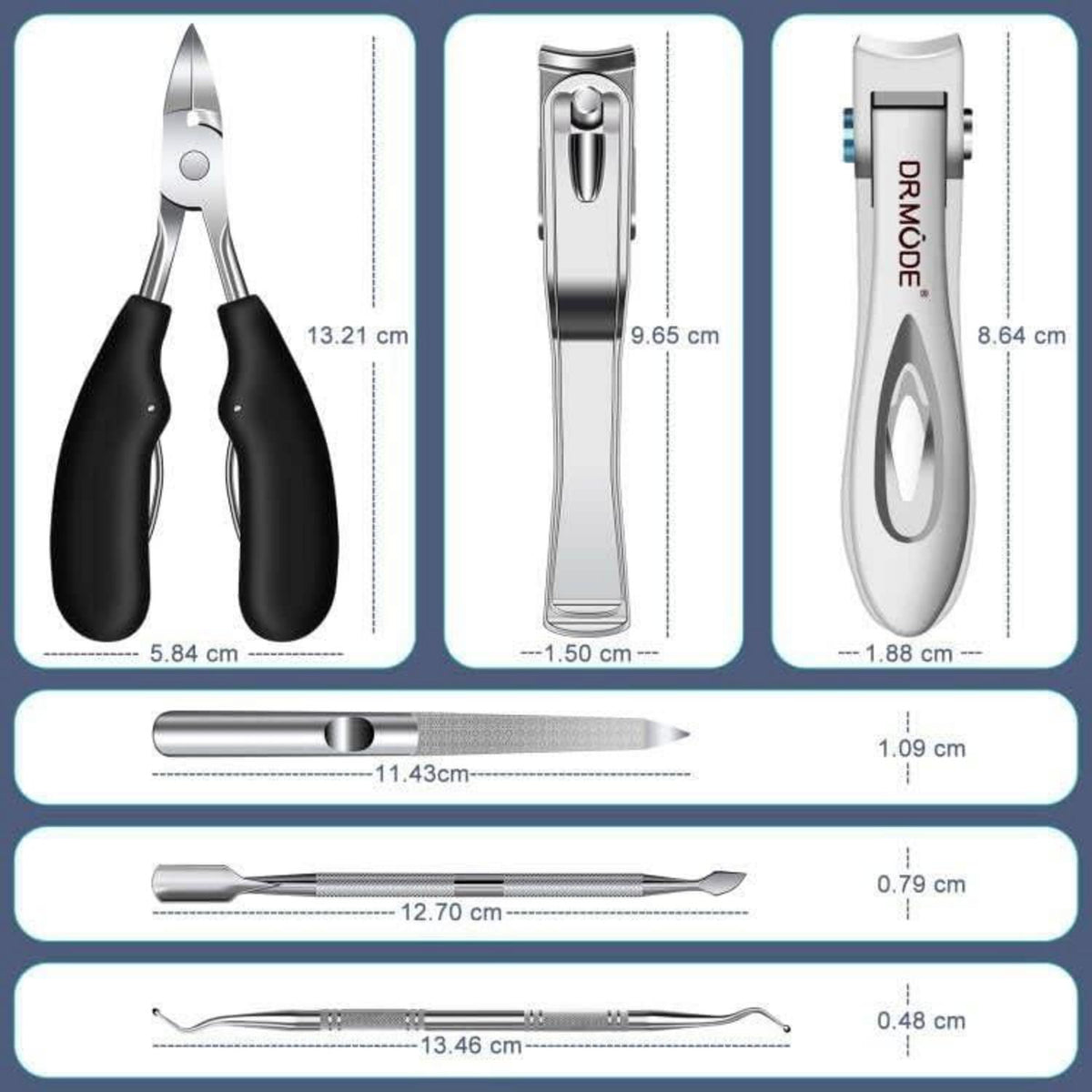 DRMODE Profi Fußnagelzange Set - Scharfe Edelstahlklinge, 360° drehbar, extra
