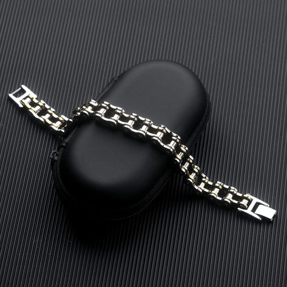 Herren Armband Edelstahl Gliederkette Biker Stil 21.5cm